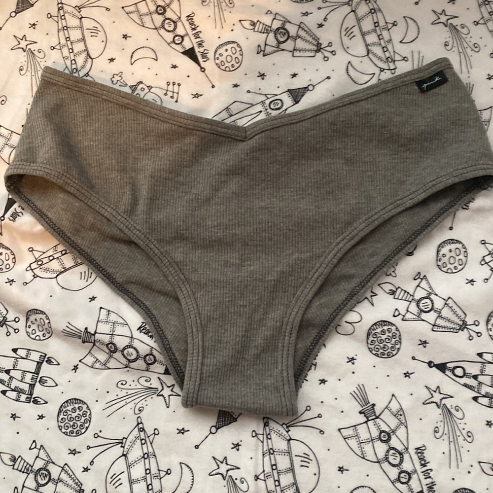 PINK Victoria's Secret Ribbed Gray Hipster Panty